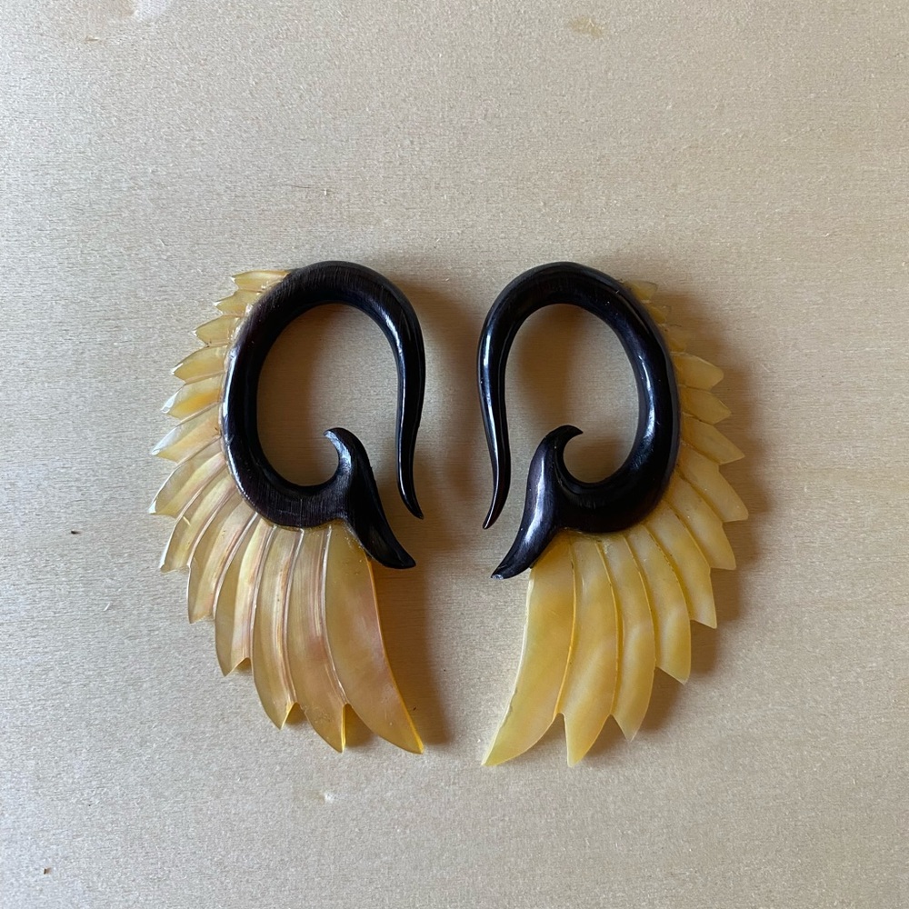 Black and Yellow Winged Earrings
